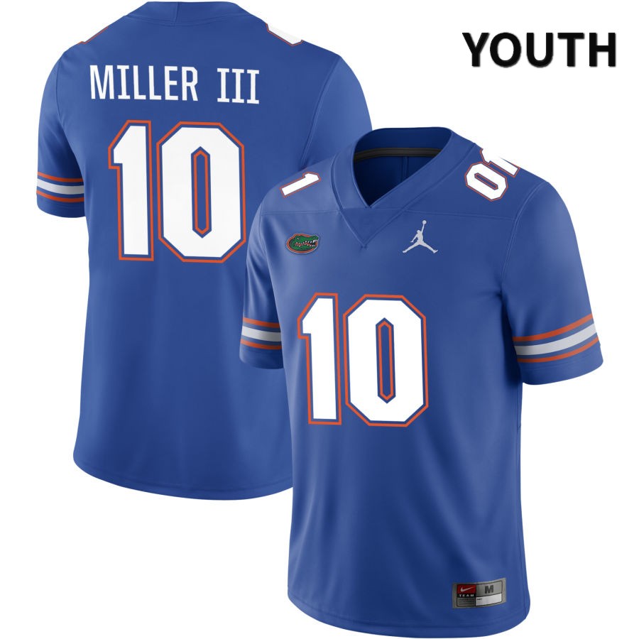 NCAA Florida Gators Jack Miller III Youth #10 Jordan Brand Royal 2022 NIL Stitched Authentic College Football Jersey XEQ5364EU
